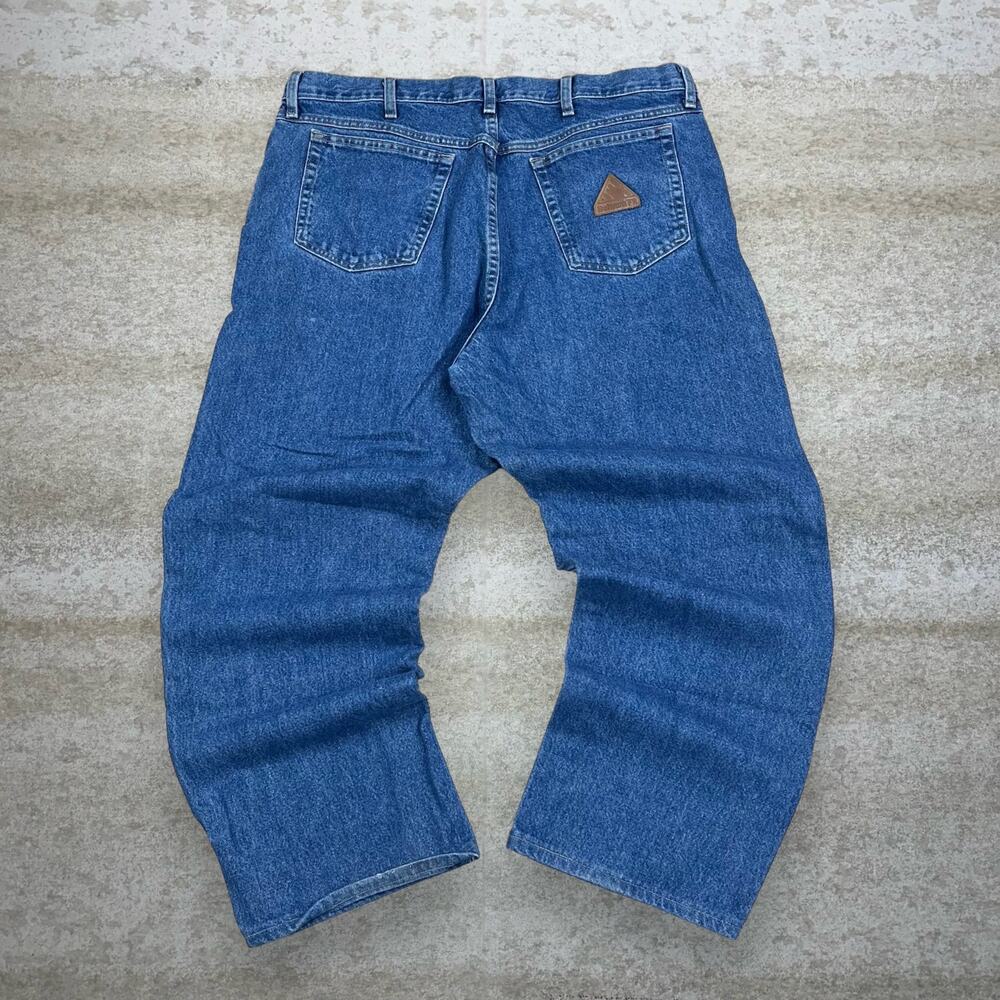 Vintage 90s Bulwark FR Jeans 40x30 Baggy Wide Leg Fit Medium Wash Denim